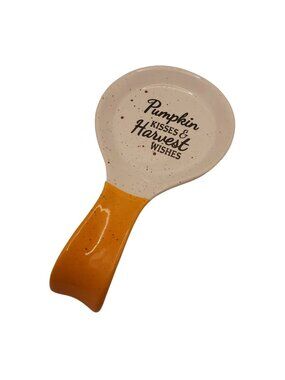 Pumpkin Kisses & Harvest Wishes Ceramic Spoon Rest Autumn Decor